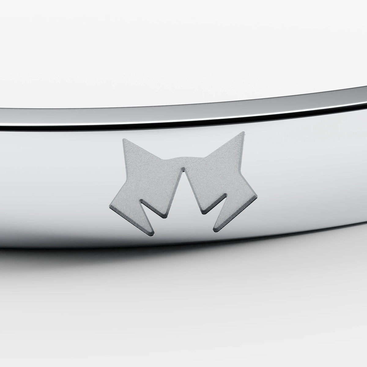 Silver bracelet, wolf engraving detail
